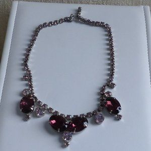 Vintage Crystal & Rhinestone Rose-colored necklace